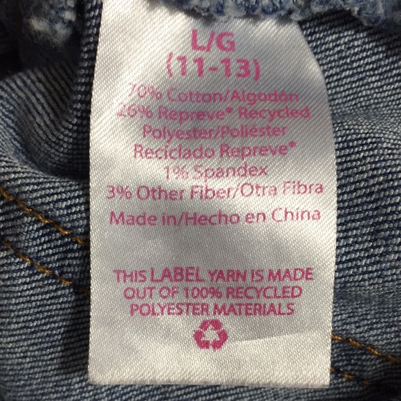 Denim Distressed Shortalls Size L/G  (11-13) - Picture 7 of 7